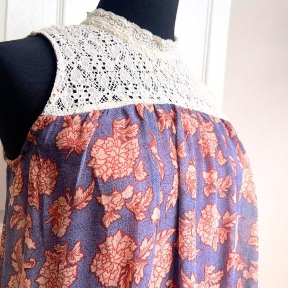 Maurice  Floral Crochet Sleeveless Fully Lined Flowy Dress Size XS - Picture 8 of 14